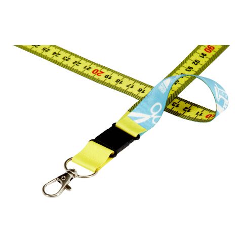 Lanyard de 1 metro en sublimación &quot;Isla&quot; Amarillo-Negro intenso-Blanco | Sublimación | frontal | 1000 mm x 20 mm