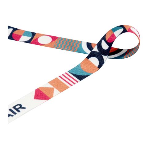 Lanyard de RPET con sublimación y 2 llaveros &quot;Leia&quot; blanco | 10mm | Sublimación | all over, back | 25 mm x 900 mm