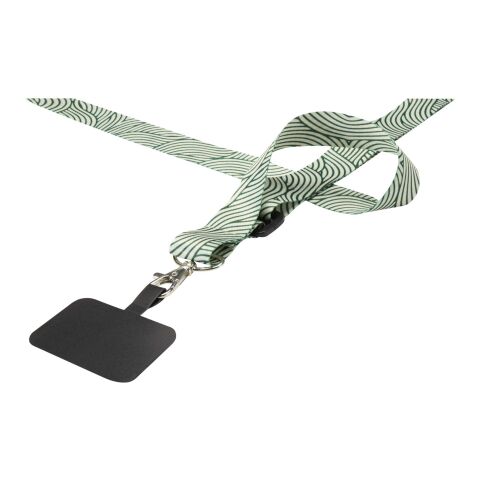Lanyard ajustable de RPET de sublimación y soporte para teléfono "Lyra" Blanco | sin montaje de publicidad | no disponible | no disponible