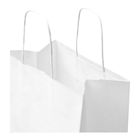 Bolsa de papel de 80-90&nbsp;g/m2 con asas retorcidas - 25 x 15 x 32&nbsp;cm "Kraft" Blanco | sin montaje de publicidad | no disponible | no disponible