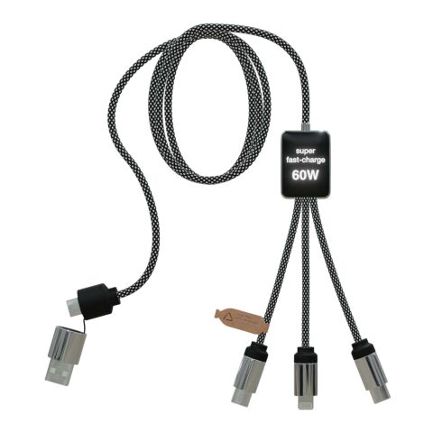 Cable de carga tipo C de 60 W con doble logotipo retroiluminado &quot;SCX.design C33&quot; Negro | sin montaje de publicidad | no disponible | no disponible