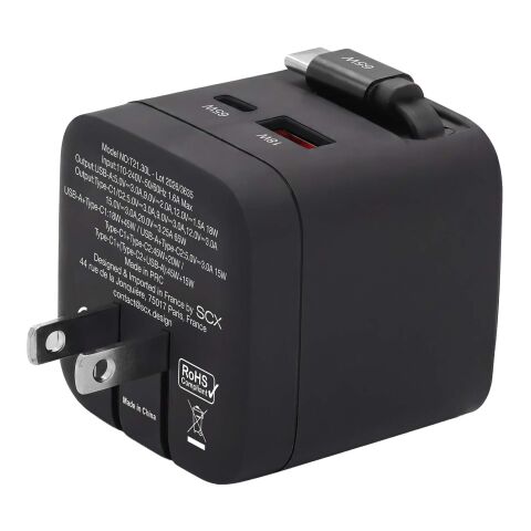 Adaptador de viaje SCX.design T21 de 65 W Negro intenso