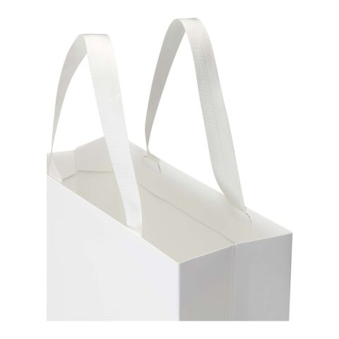 Bolsa de papel Smartfold de 230 g/m² con asas de cinta y laminado brillante - 31 x 12 x 39 cm blanco