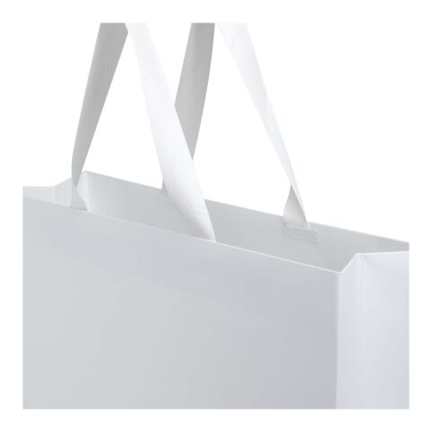 Bolsa de papel Smartfold de 230 g/m² con asas de cinta y laminado brillante - 42 x 12 x 35 cm blanco