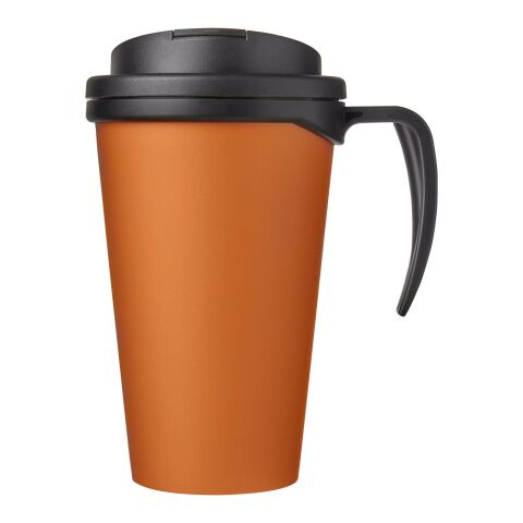 Americano Grande taza 350 ml con tapa antigoteo Naranja-Negro intenso | sin montaje de publicidad | no disponible | no disponible