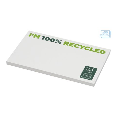 Bloc de notas adhesivas de papel reciclado de 127 x 75 mm &quot;Sticky-Mate®&quot; Blanco | 25 pages | sin montaje de publicidad | no disponible | no disponible