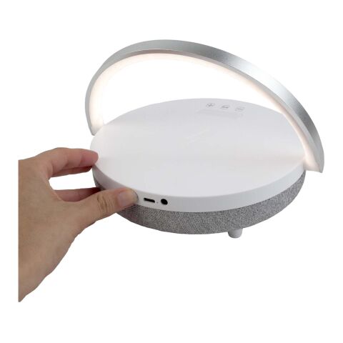 Altavoz Bluetooth® 4 en 1 de 10 W con luz LED y base de carga inalámbrica &quot;Prixton&quot; Estándar | blanco | sin montaje de publicidad | no disponible | no disponible