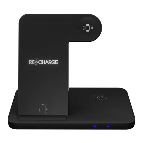 Base de carga inalámbrica 3 en 1 con soporte para teléfono "SCX.design W28" Estándar | Negro intenso | sin montaje de publicidad | no disponible | no disponible