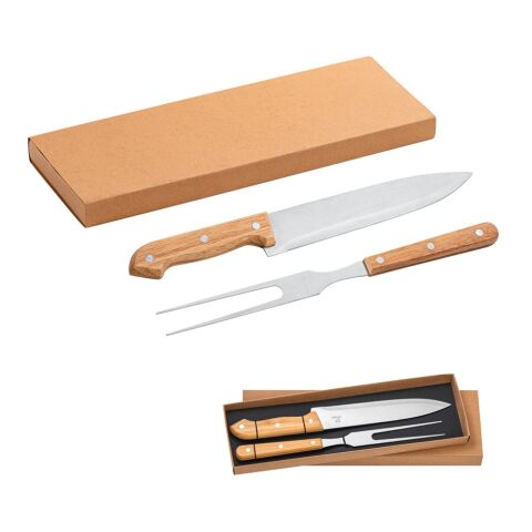 SALSA. Conjunto de 2 utensilios para barbacoa, hechos en bambú y acero inoxidable Beige | sin montaje de publicidad