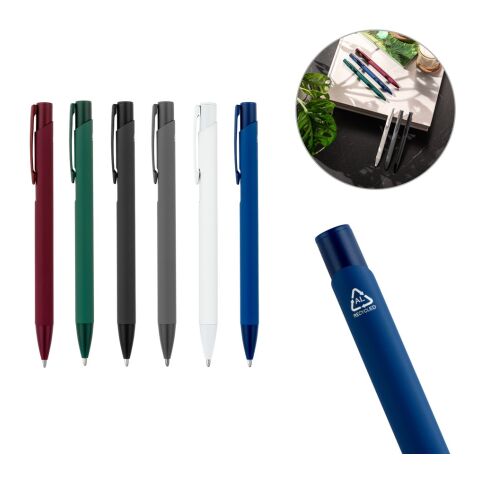 CLINT. Bolígrafo de aluminio reciclado (100% rAL) con acabado de goma Negro | sin montaje de publicidad