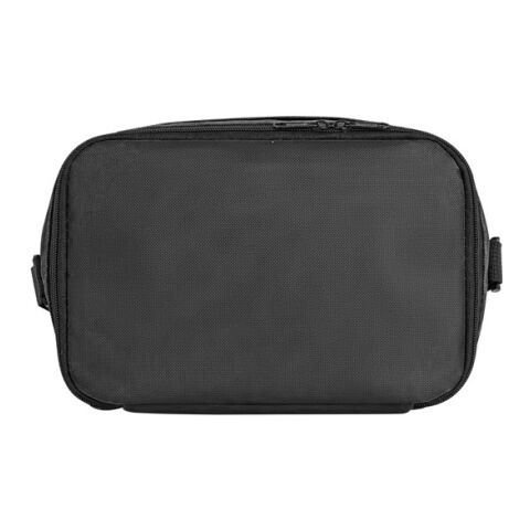 CANCUN. Bolsa térmica de poliéster reciclado 600D con correa de cincha ajustable Negro | sin montaje de publicidad