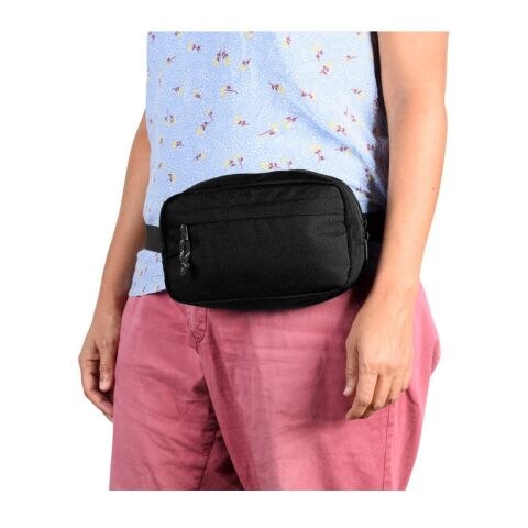 MYKONOS. Riñonera de poliéster reciclado 600D y forro en poliéster reciclado 210D Negro | sin montaje de publicidad