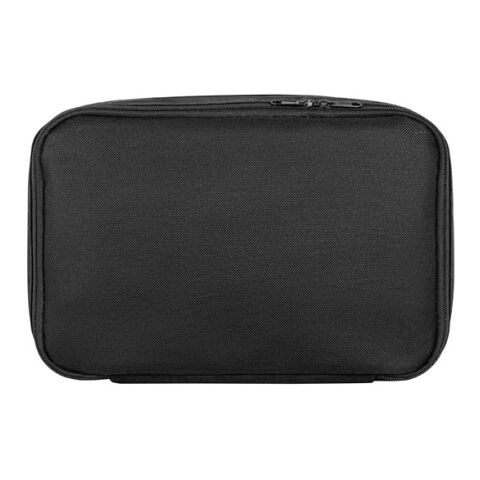 CANCUN LARGE. Bolsa térmica de poliéster reciclado 600D, con correa de cincha ajustable Negro | sin montaje de publicidad