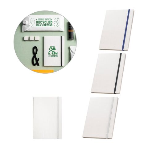 MILKY. Bloc de notas A5 hecho con cartones de leche reciclados con páginas a rayas Negro | sin montaje de publicidad