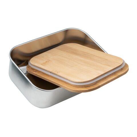 SHINO. Fiambrer. Recipiente hermético de acero inoxidable y tapa de bambú Beige | sin montaje de publicidad