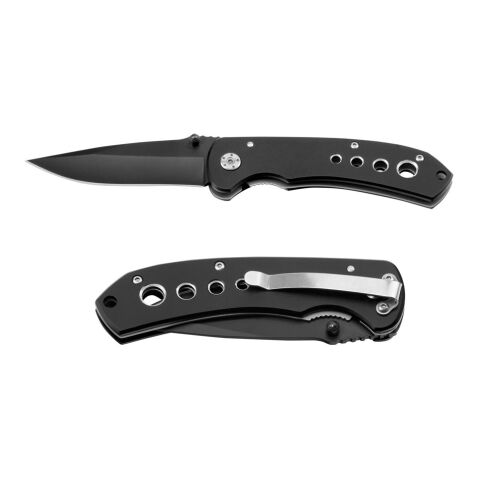 NINJA. Navaja de bolsillo de acero inoxidable y metal Negro | sin montaje de publicidad