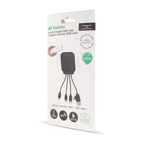4001 | Xoopar Iné Gamma Charging cable with NFC and 3.000mAh Powerbank negro | sin montaje de publicidad | no disponible | no disponible | no disponible