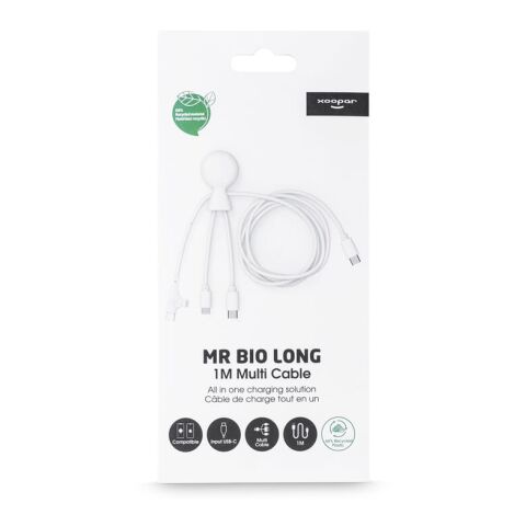 Xoopar Mr. Bio Cable múltiple largo USB-C de 1 metro Blanco | Tampografía 1 color | cara 1 | Ø 23 mm