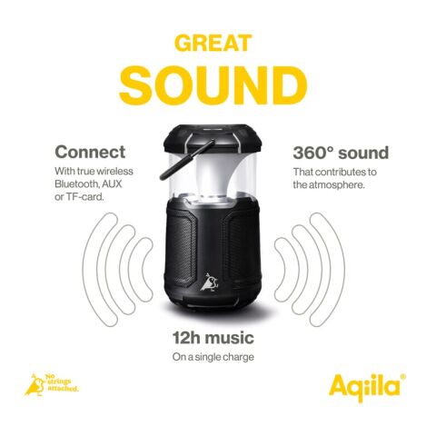 Altavoz Bluetooth Aqiila Soundbird B10 con luz y batería externa Negro