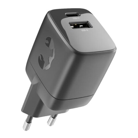 Fresh 'n Rebel Cargador rápido 30W GaN USB-C y USB-A gris oscuro | sin montaje de publicidad