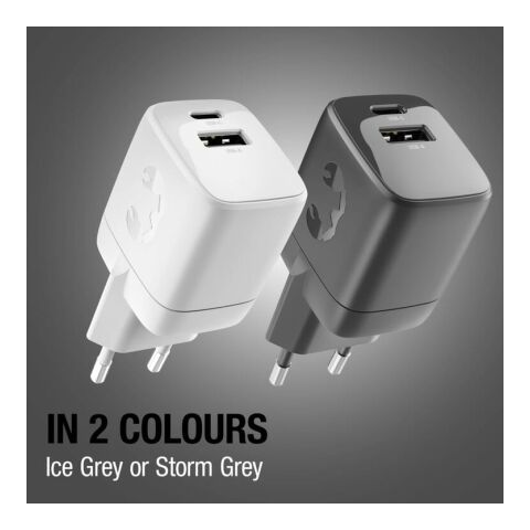 Fresh 'n Rebel Cargador rápido 30W GaN USB-C y USB-A gris oscuro