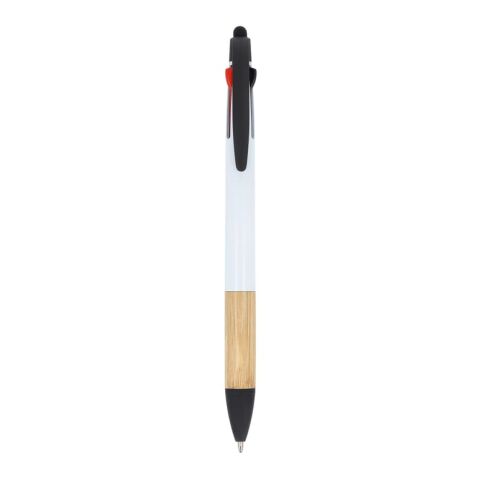 Bolígrafo de 3 colores con empuñadura de bambú Blanco