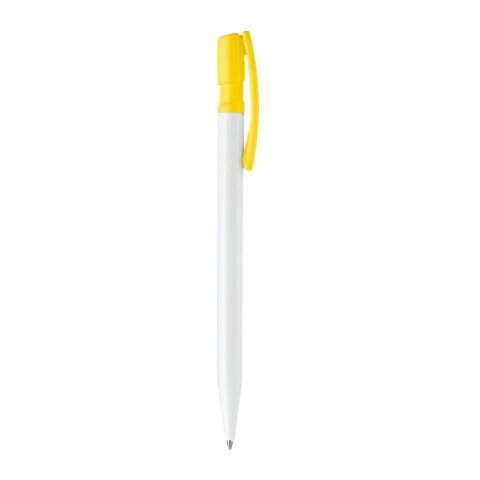Bolígrafo Nash opaco Blanco-Amarillo | Tampografía 1 color | on the clip | 30 mm x 5 mm | no disponible