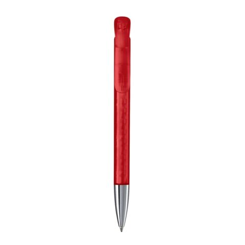 Bolígrafo Atlas punta de metal transparente Rojo / Blanco-Rojo / Blanco | Impresión De Pantalla 1 color | 180 grados del clip | 50 mm x 25 mm | no disponible