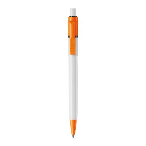 Bolígrafo Baron Colour opaco Blanco-Naranja | Impresión De Pantalla 1 color | 270 grados del clip | 45 mm x 25 mm | no disponible
