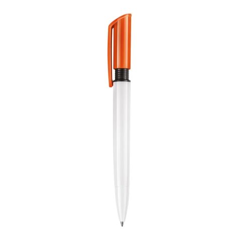 Bolígrafo S40 Colour opaco Blanco-Naranja | Tampografía 1 color | 90 grados del clip | 40 mm x 8 mm | no disponible