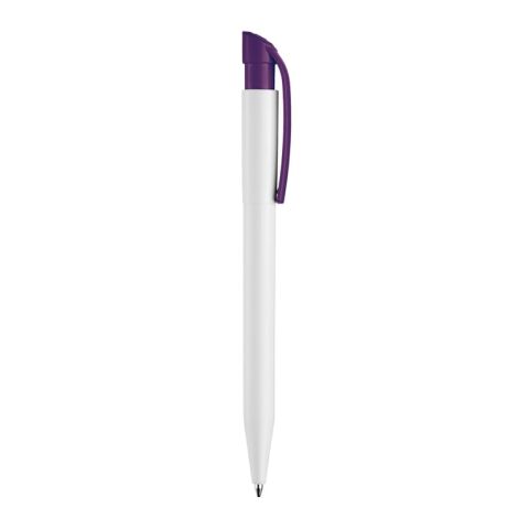 Bolígrafo S45 opaco Blanco-Violeta transparente | Tampografía 1 color | on the clip | 25 mm x 6 mm | no disponible