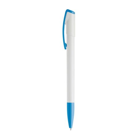 Bolígrafo Deniro opaco Blanco-azul claro | Tampografía 1 color | on the clip | 30 mm x 7 mm | no disponible