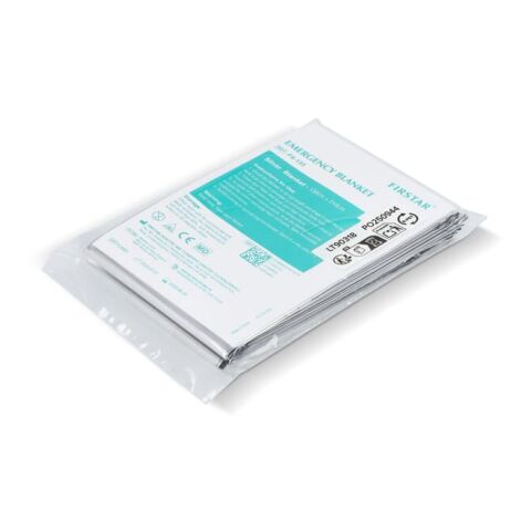 Manta de primeros auxilios para emergencias 130 x 210 cm Plata | Etiqueta Digital 1 color | top | 52 mm x 71 mm