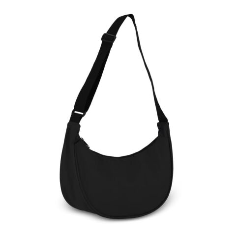 Bolsa bandolera de media luna R-PET 600D con revestimiento de PU Negro intenso | sin montaje de publicidad | no disponible | no disponible