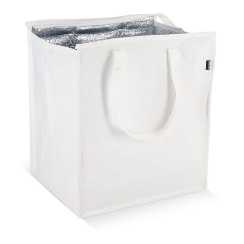 R-PET Bolsa nevera no tejida 33x 25,5 x 37 cm 75 g/m². Blanco | sin montaje de publicidad | no disponible | no disponible
