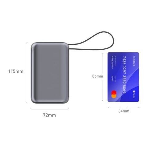 Batería externa Nova Laptop de 65 W con cable USB-C integrado, 30 000 mAh gris oscuro | Impresión Digital | top | 45 mm x 85 mm