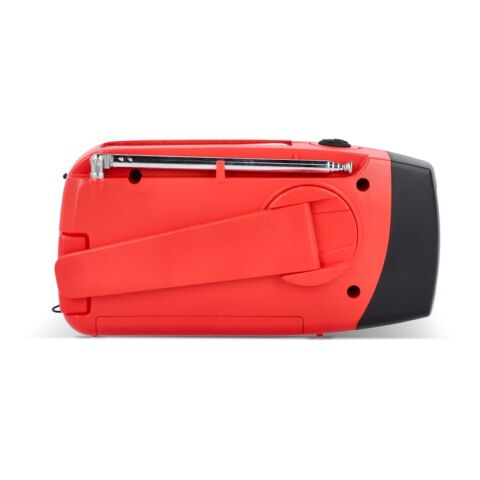 Radio de emergencia SafeSound Powerbank solar y de cuerda manual Rojo / Blanco | sin montaje de publicidad | no disponible | no disponible