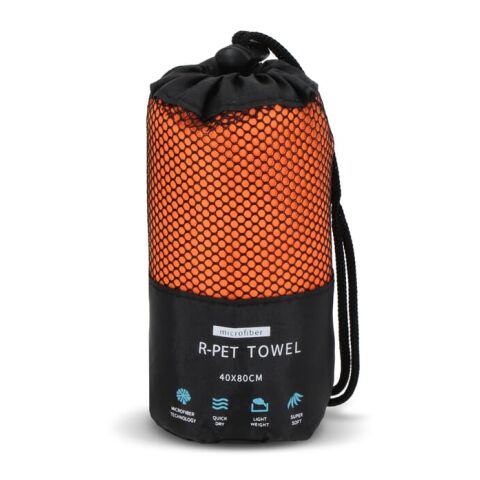 Toalla R-PET de secado rápido 40 × 80 cm con bolsa, sublimación. Naranja | sin montaje de publicidad | no disponible | no disponible