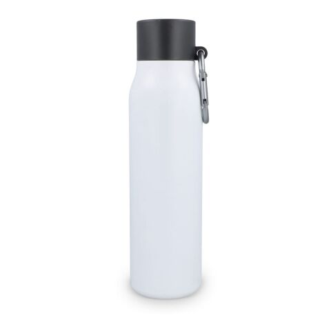 Botella térmica con mosquetón y acabado mate, 600 ml Blanco | sin montaje de publicidad | no disponible | no disponible