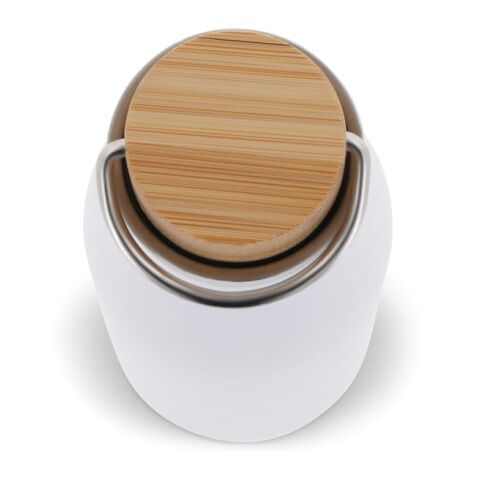 Botella térmica con tapón de bambú 500ml Blanco | sin montaje de publicidad | no disponible | no disponible | no disponible