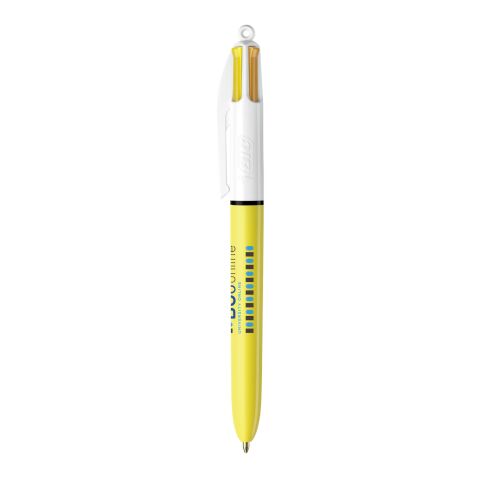 BIC® 4 Colours Sun Blanco-amarillo | Impresión De Pantalla 1 color | Cuerpo-Centrado al Clip | 30.00 mm x 43.00 mm
