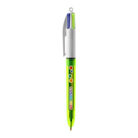 BIC® 4 Colours Fluo bolígrafo Amarillo | Impresión De Pantalla 1 color | Cuerpo-A la derecha del clip  | 30.00 mm x 43.00 mm