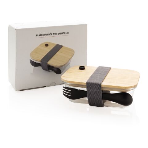 Recipiente de vidrio bento con tapa de bambú blanco | sin montaje de publicidad | no disponible | no disponible