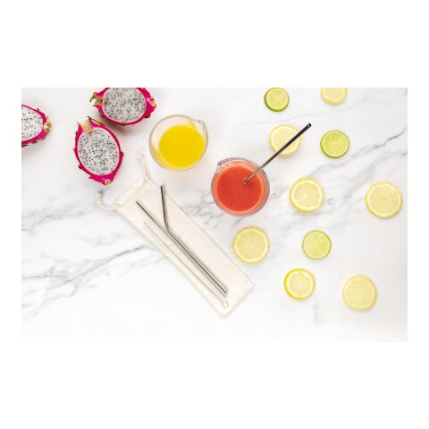 Juego de pajitas reutilizables de acero inoxidable de 3 uds plata | sin montaje de publicidad | no disponible | no disponible