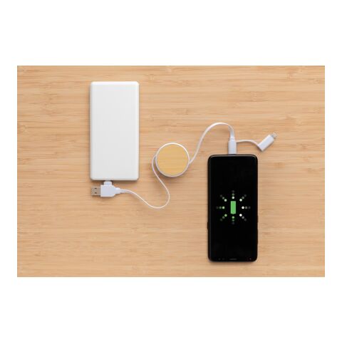 Cable retráctil Ontario 6 en 1 de plástico reciclado RCS blanco | sin montaje de publicidad | no disponible | no disponible