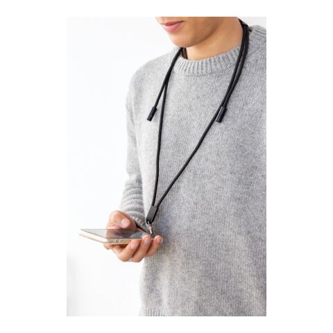 Cable telefónico ajustable LoopAmp RCS RPET cable de 60W negro | sin montaje de publicidad | no disponible | no disponible