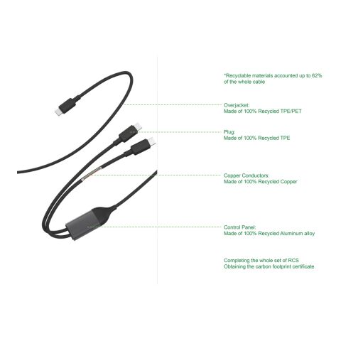 Cable de salida dual USB-C Terra 100W RCS negro-gris