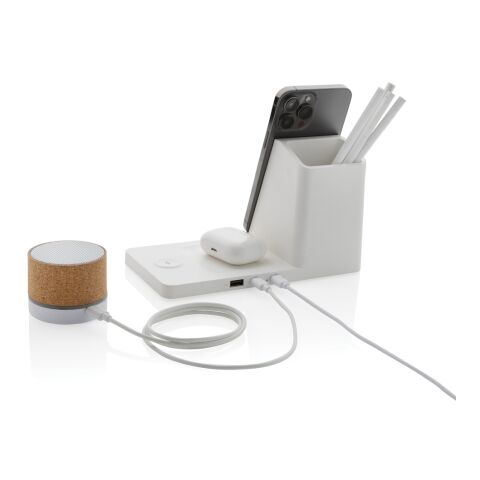 Cargador Ontario RCS plástico reciclado/bambú 15W 3 en 1 blanco | sin montaje de publicidad | no disponible | no disponible