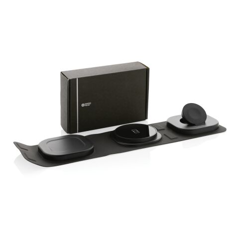 Cargador viaje inalámbrico Swiss Peak RCS rplastic 3 en 1 gris-negro | sin montaje de publicidad | no disponible | no disponible