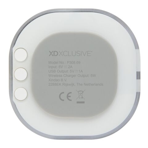 Reloj digital Aria de carga inalámbrica 5W blanco | sin montaje de publicidad | no disponible | no disponible